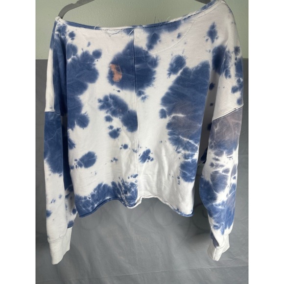EUC Natural Life Palmer Tie-Dye Cropped Sweatshirt Women's XL Blue White Goho - Picture 4 of 9